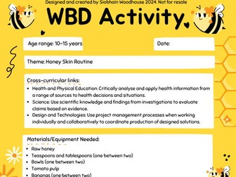 World Bee Day - Skincare and Honey Lesson Plan and Resource Pack