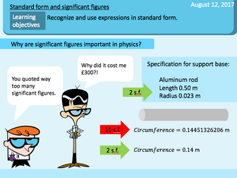 Standard form, significant figure, rounding