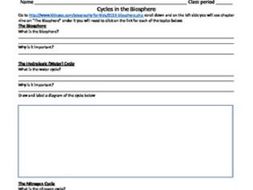 Cycles in the biosphere & hydrosphere, webquest