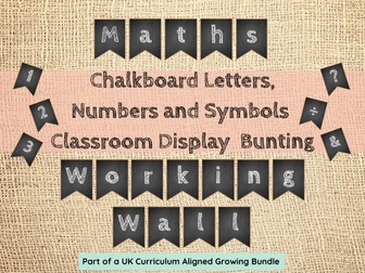 KS2 Maths Display Bunting | Chalkboard Letters, Numbers & Symbols