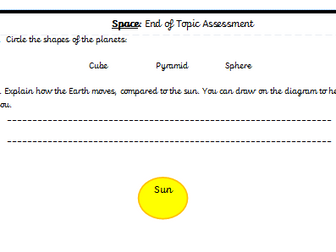Science Year 5 Space End of Topic Assessment