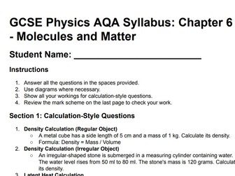 AQA GCSE Physics P6 Molecules and Matter