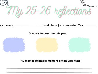 End of Year reflection activity