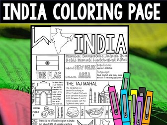 India Colouring and Information Sheet