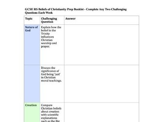 Religious Studies Christian Beliefs Homework Booklet