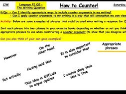 AQA English Language Paper 2 Question 5 - Counter Argument | Teaching Resources