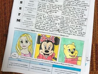 Homework bootlet DT Design Technology Disney & Manga Pop Up Design challenge