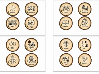 Log Slice Botanical/Neutral Visual Timetable EYFS