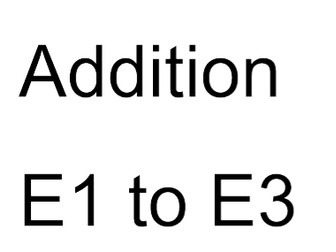 Addition E1 to E3 Functional Maths Worksheets