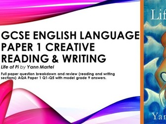 AQA GCSE English Language Paper 1 Life of Pi Hyena Creative reading & writing Q1-5 Grade 9 Y Martel