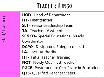 'Teacher Lingo' Bookmark