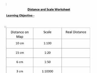 Distance and Scales Worksheet