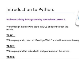 Introduction to Python worksheet