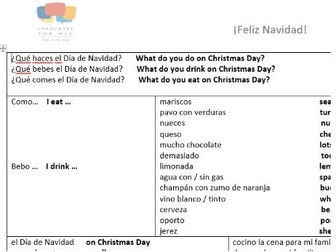 Navidad Sentence Builder - present tense activities