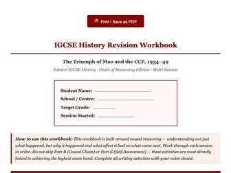 IGCSE History China Revision Workbook – Mao & CCP Victory 1934–49 | Edexcel | Chain of Reasoning
