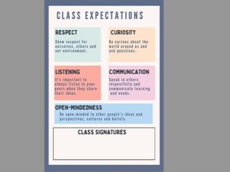 Classroom expectations poster / class contract