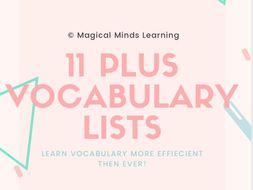 11 Plus Vocabulary Lists Pack 2 | Teaching Resources