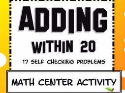 Adding within 20 Math Center