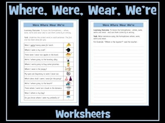 Homophones: Where, Were, Wear and We're