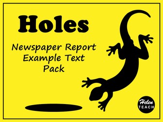 Holes: Newspaper Report Example Text Pack With WAGOLL & Templates