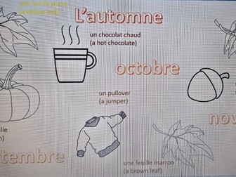 L'automne - Autumn Primary Colouring Sheet