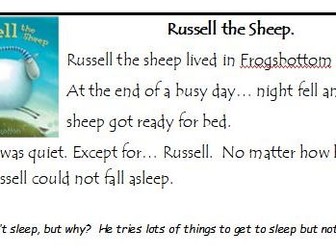 Guided Reading Year 1 or 2 Russell the Sheep.