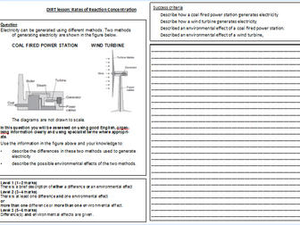 Year 8 Physics Energy Resources DIRT exam question worksheet
