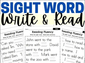 Fry 101-200 Sight Word Write and Read Fluency Passages