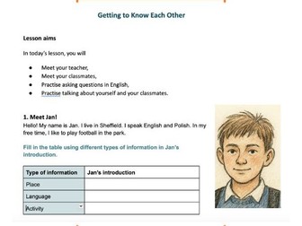 EAL/EFL/ESL Getting to Know You Worksheet