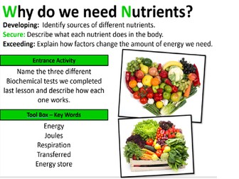 Topic 8A - Why Do We Need Nutrients?
