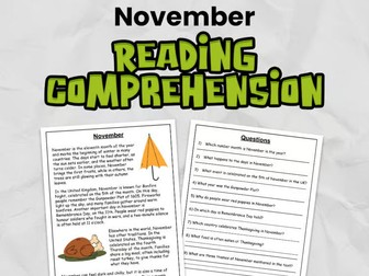 November Reading Comprehension for KS2 | Guided Reading Task