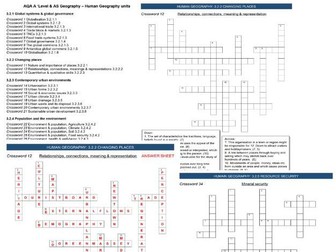 AQA A-Level Geography Crosswords human units