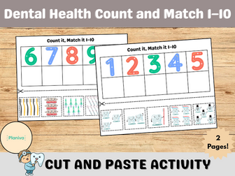 Dental Health Count and Match 1–10 | Tooth Math | Cut and Paste Activity | EYFS