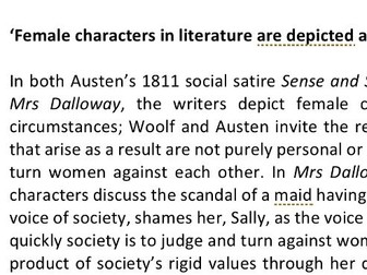 A LEVEL OCR WOMEN IN LITERATURE EXEMPLAR
