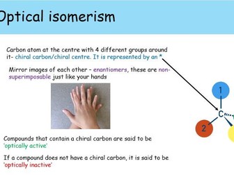 WJEC A level Chemistry A2 Unit 4 Topic 4.1: stereoisomerism powerpoints for whole topic