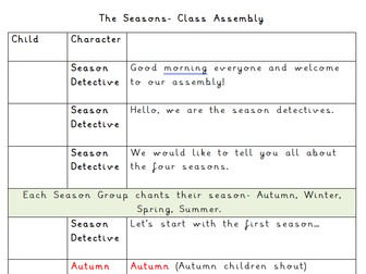 Seasons Class Assembly