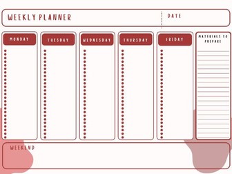 Teacher Weekly Checklist Planner