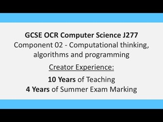 GCSE OCR Computer Science J277/02 - Practical Python Programming Lesson Packs