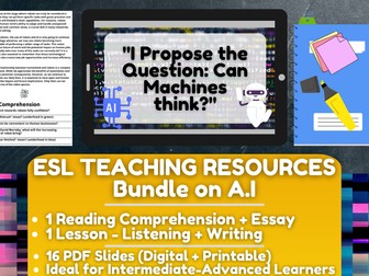 ESL Teaching Resources on Artificial Intelligence - Reading Comprehension + Lesson