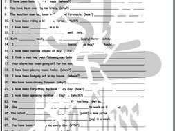Present Perfect Continuous 1 Page BW Worksheet