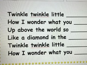 Twinkle Twinkle Little Star Rhyming words