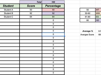 Editable Assessment Tracker Spreadsheet