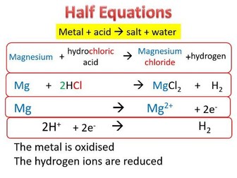 Redox Reactions/  half equations / ionic equations