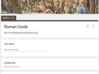 Google Classroom Forms Quiz Reading Comprehension Roman Gods Non-Fiction