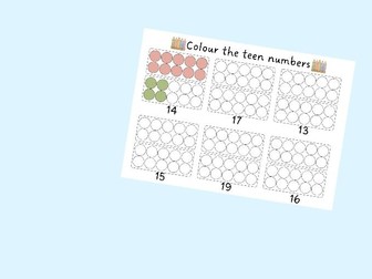 Colour the teen numbers