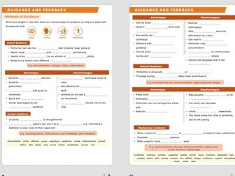 A Level PE - Guidance and Feedback Worksheet and Answers