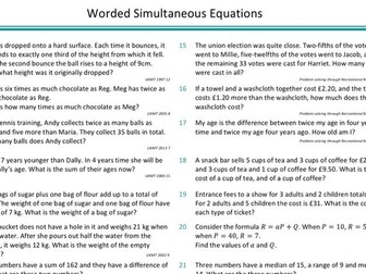Worded Simultaneous Equations
