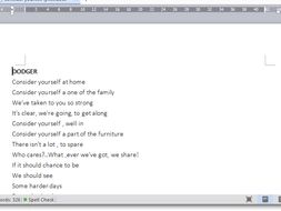 12 Song Lyric sheets for Oliver