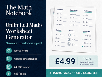 Math Worksheet Generator  + Answer Keys
