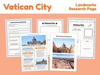 Vatican City Landmark Research Project | Geography & History Worksheets